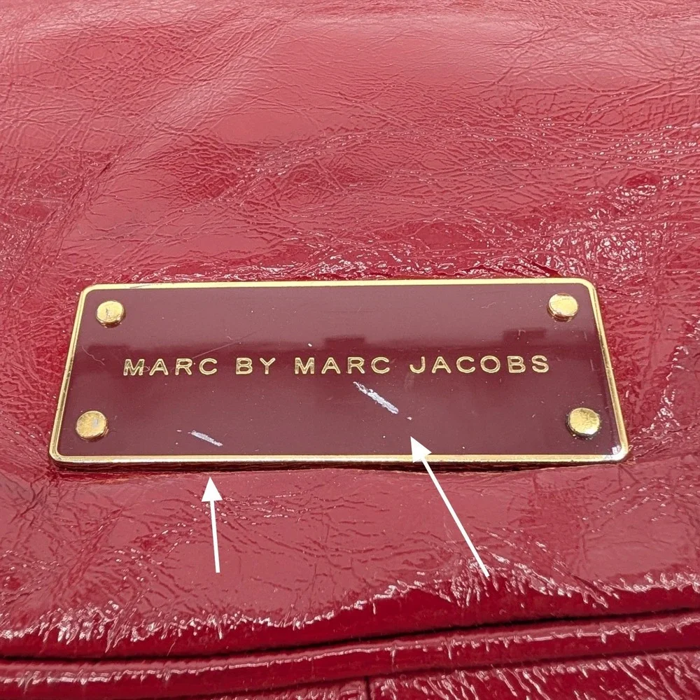Marc‎ by Marc Jacobs Red Patent Leather Tote Crossbody Bag Gold Hardware